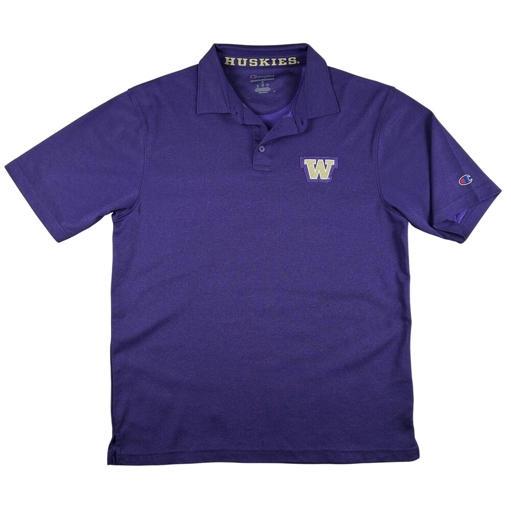 Washington Huskies Polo Shirt Mens Medium Purple NCAA Football Champion